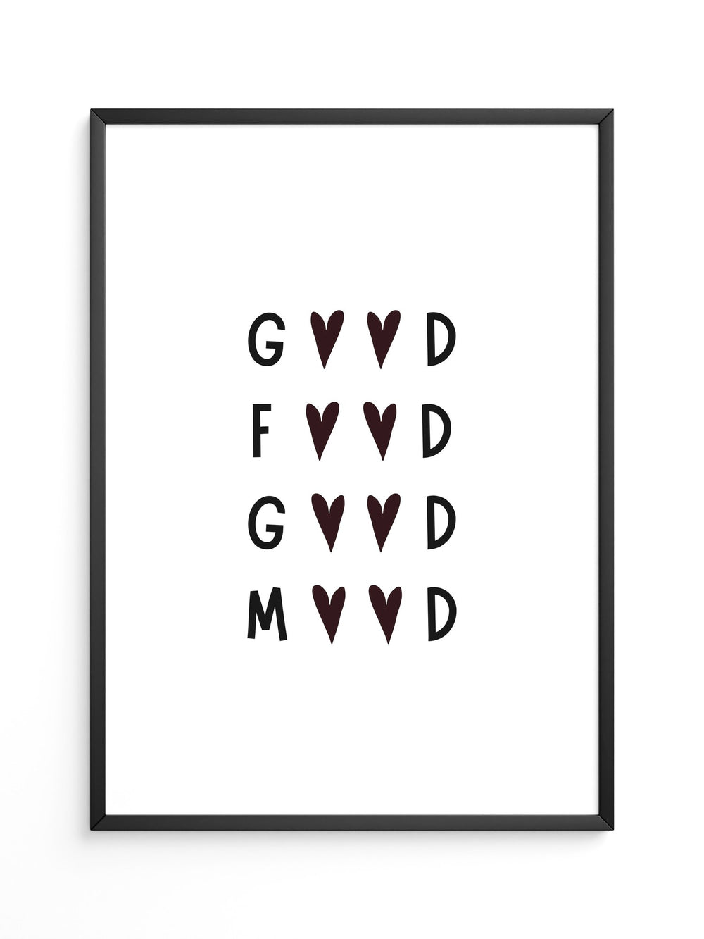 Herz-Buchstaben Muster minimalistisch