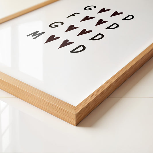 Herz-Buchstaben Muster minimalistisch