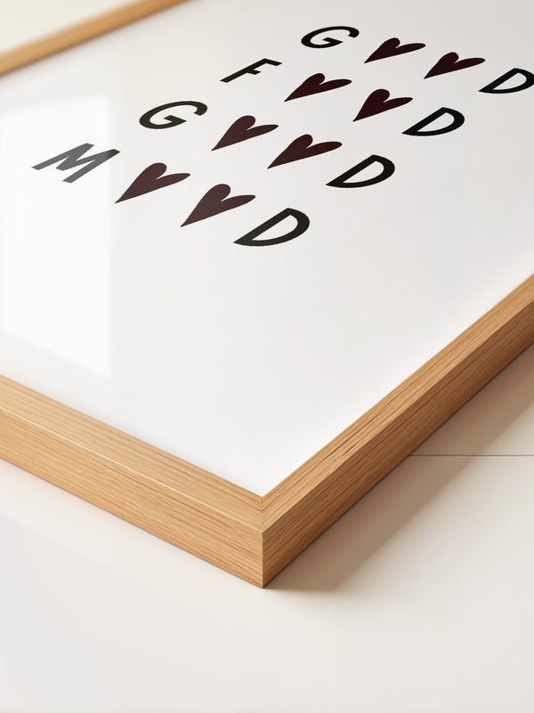 Herz-Buchstaben Muster minimalistisch