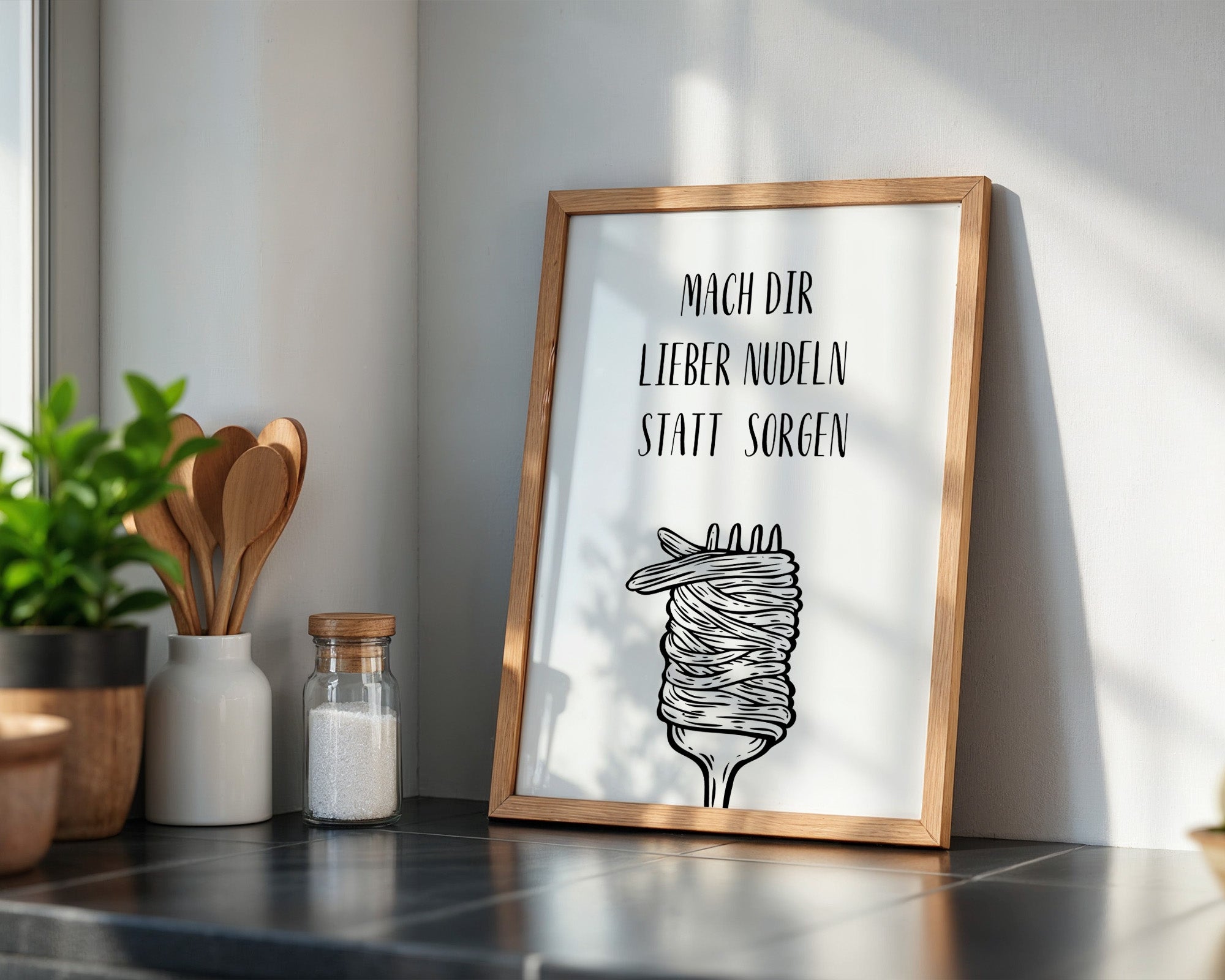 Nudeln Gabel Zeichnung witzig