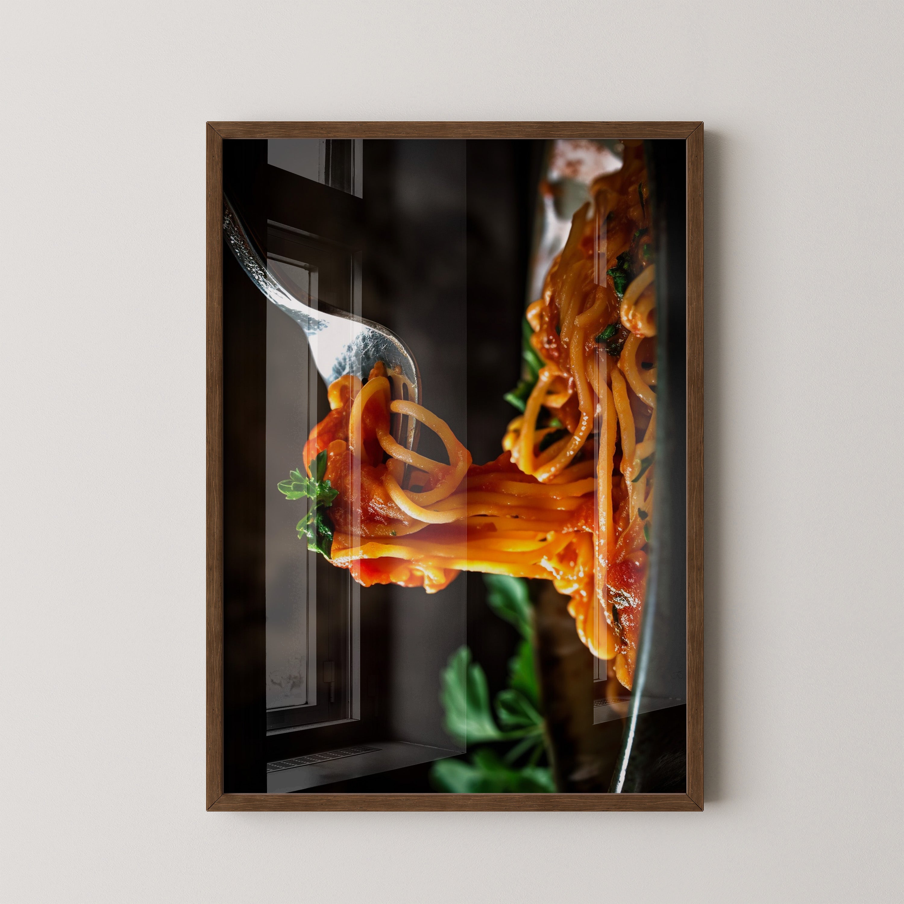 Spaghetti Gabel Nahaufnahme