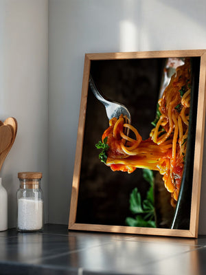 Spaghetti Gabel Nahaufnahme