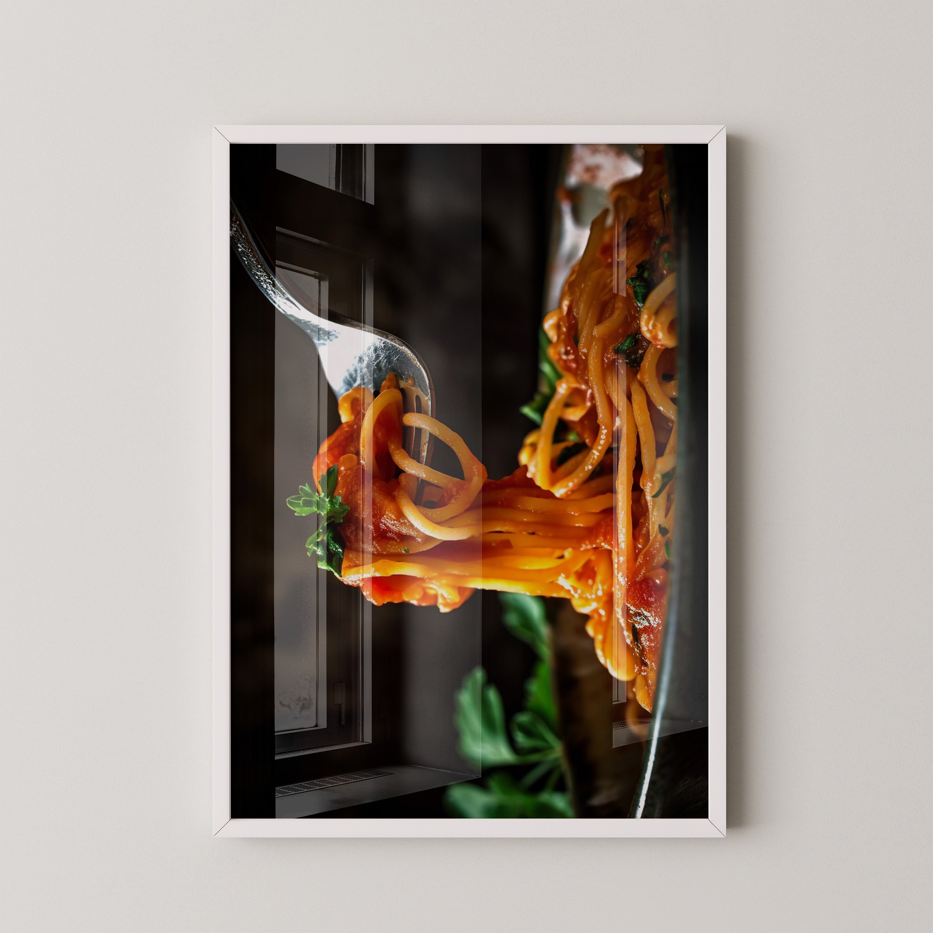 Spaghetti Gabel Nahaufnahme