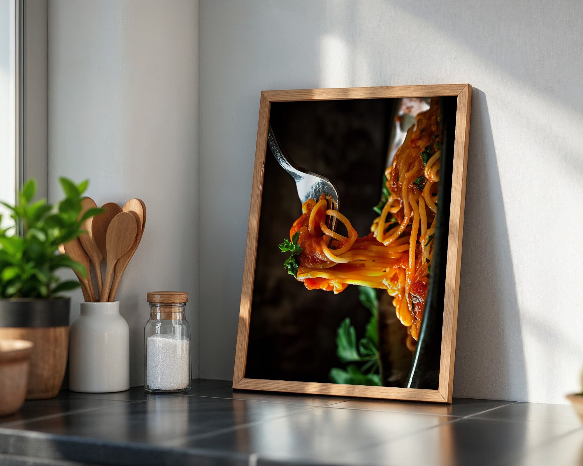 Spaghetti Gabel Nahaufnahme