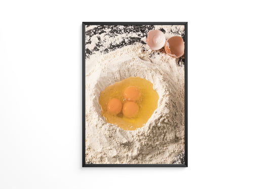 Mehl und Eier von oben