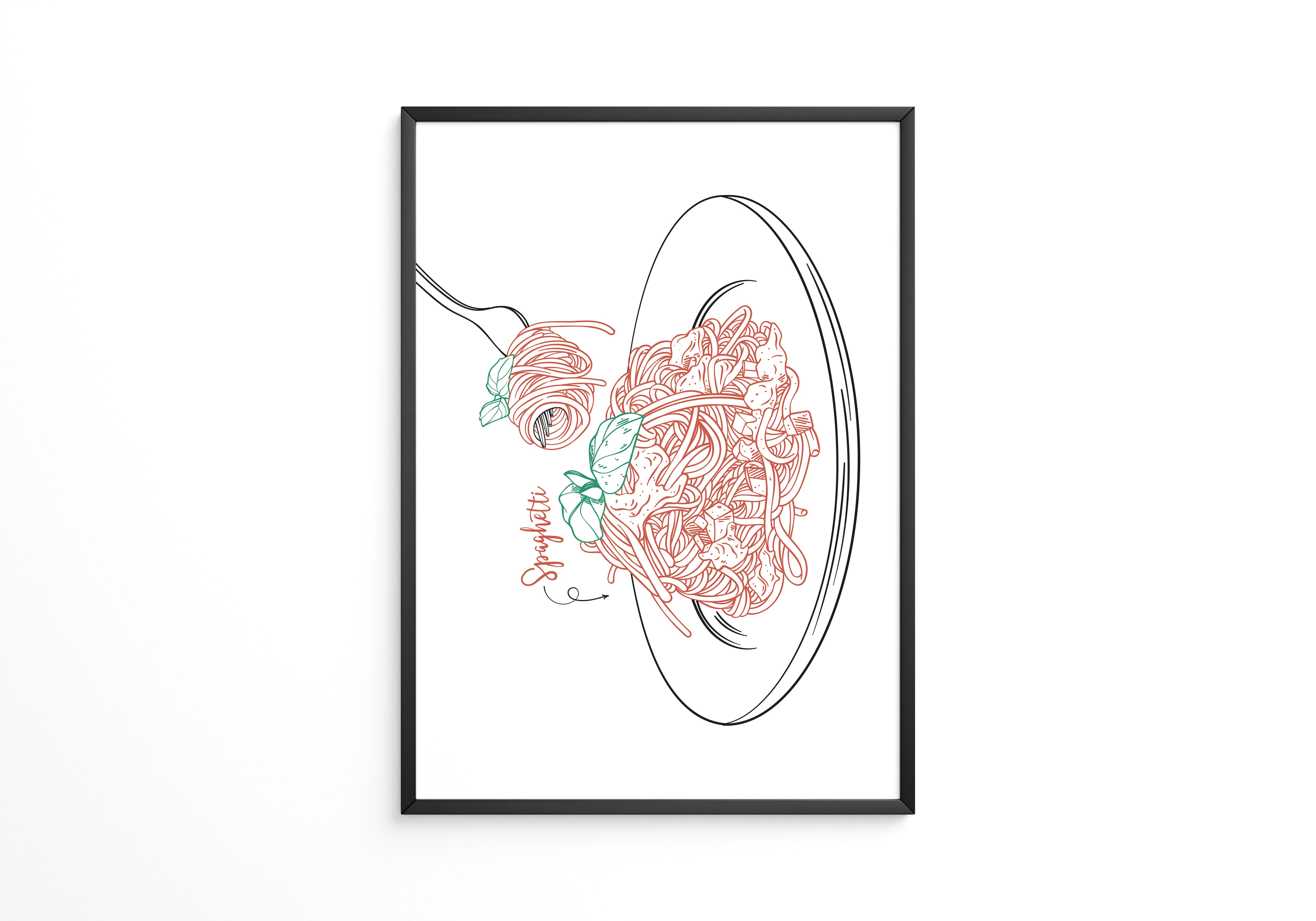 Spaghetti Gabel Skizze