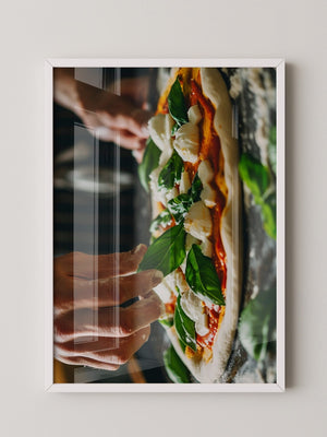 Pizza Zubereitung Nahaufnahme