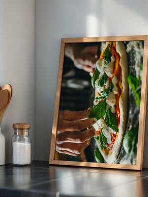 Pizza Zubereitung Nahaufnahme