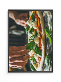 Pizza Zubereitung Nahaufnahme