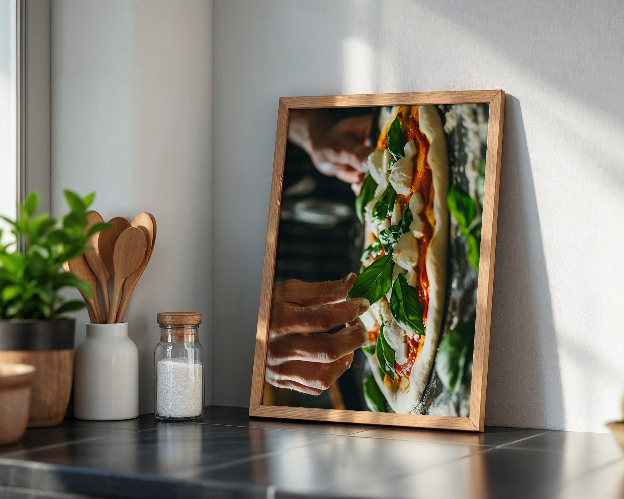 Pizza Zubereitung Nahaufnahme