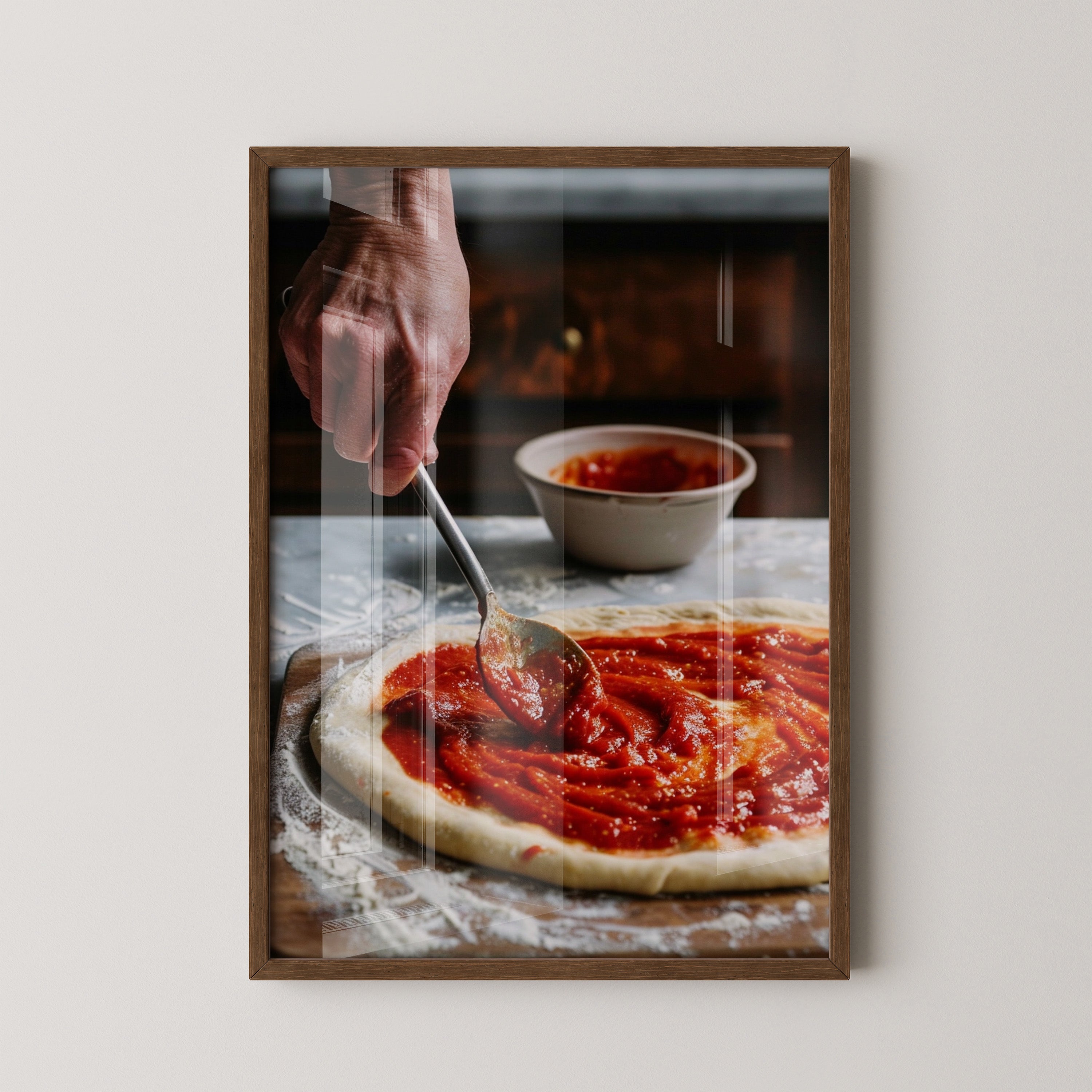 Pizza Zubereitung Nahaufnahme