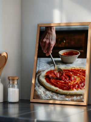 Pizza Zubereitung Nahaufnahme