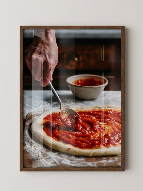 Pizza Zubereitung Nahaufnahme