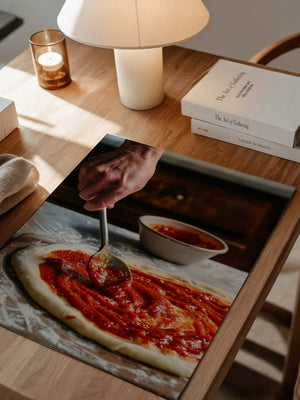 Pizza Zubereitung Nahaufnahme