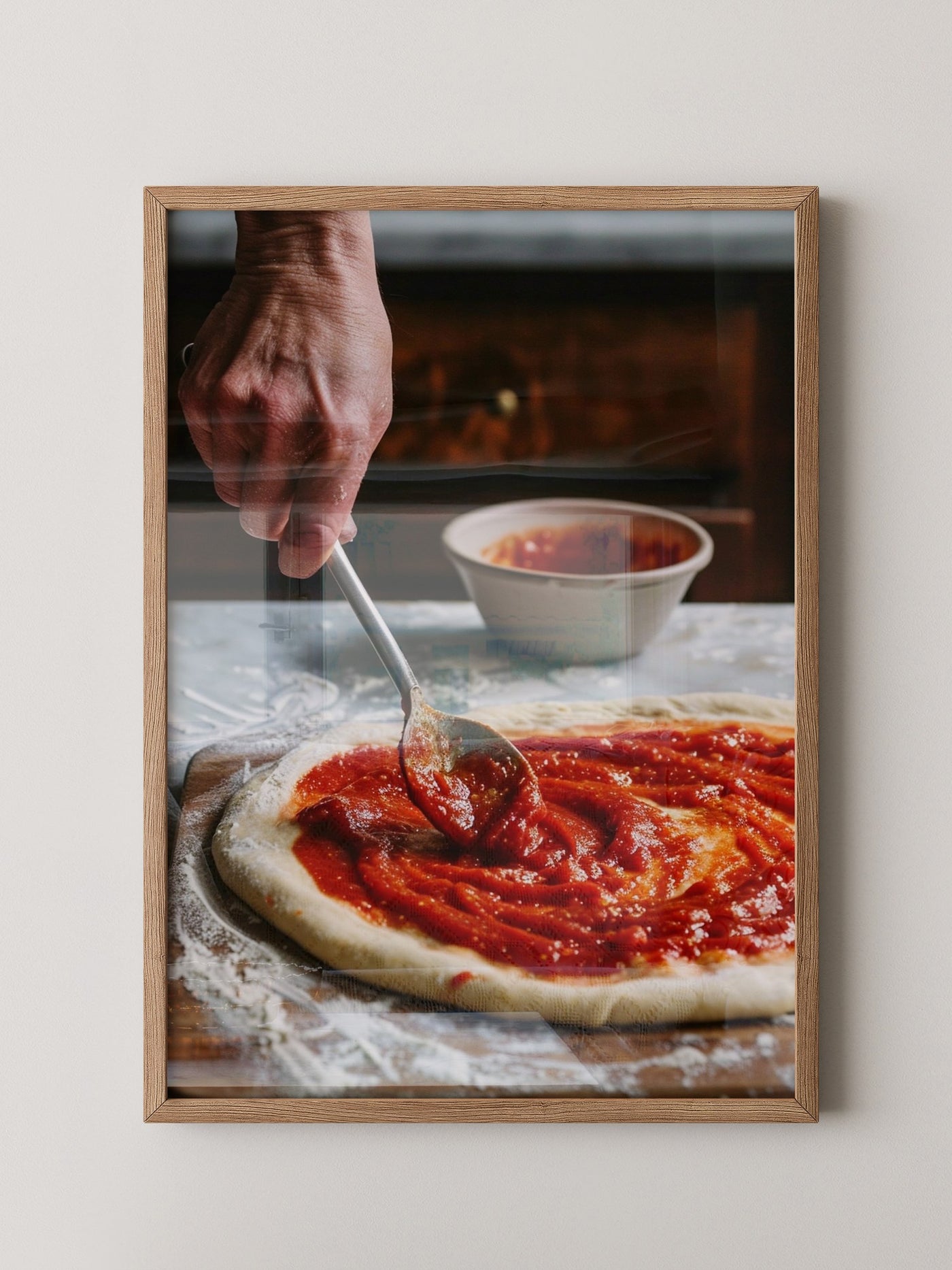 Pizza Zubereitung Nahaufnahme