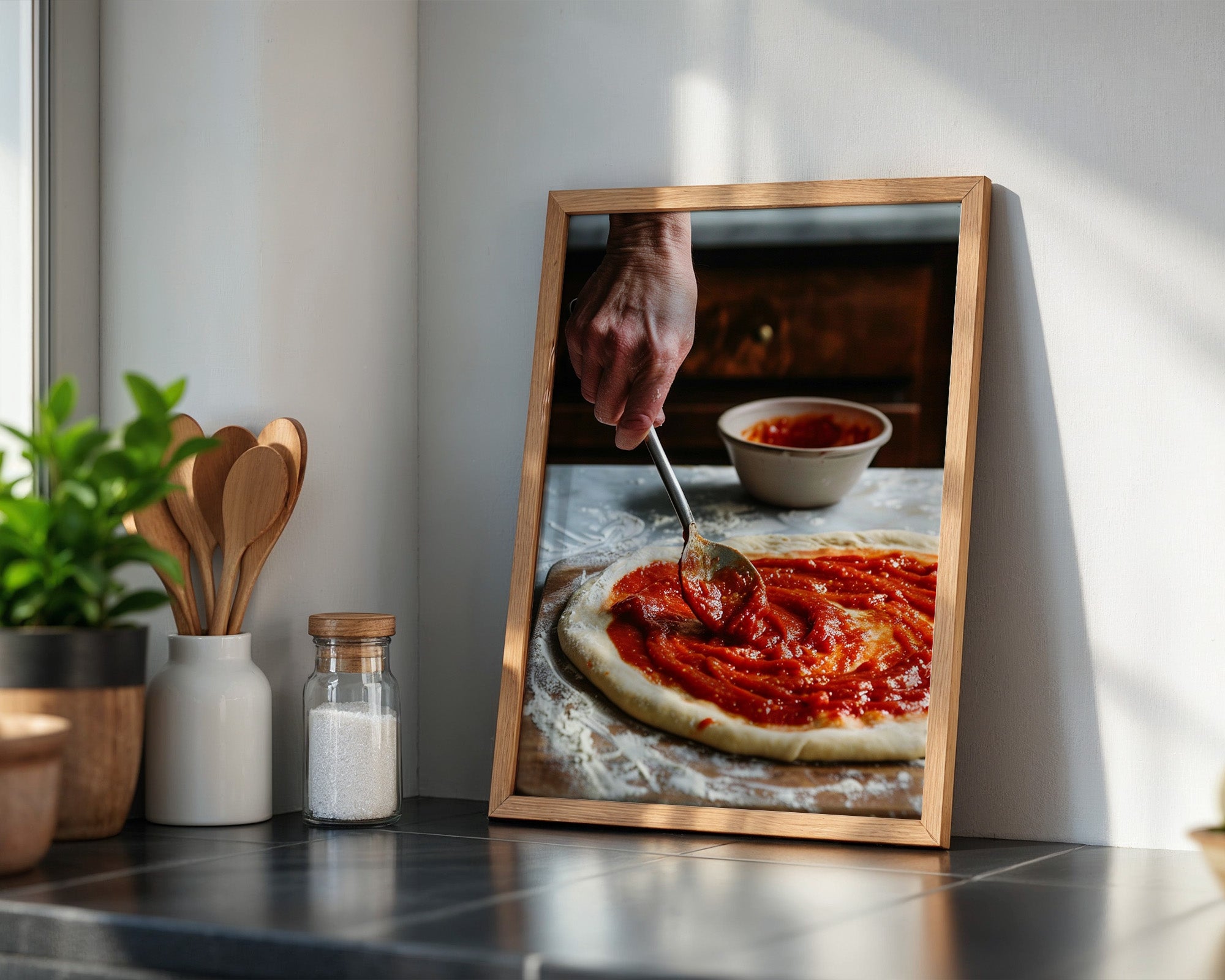 Pizza Zubereitung Nahaufnahme