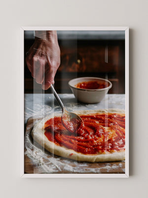 Pizza Zubereitung Nahaufnahme