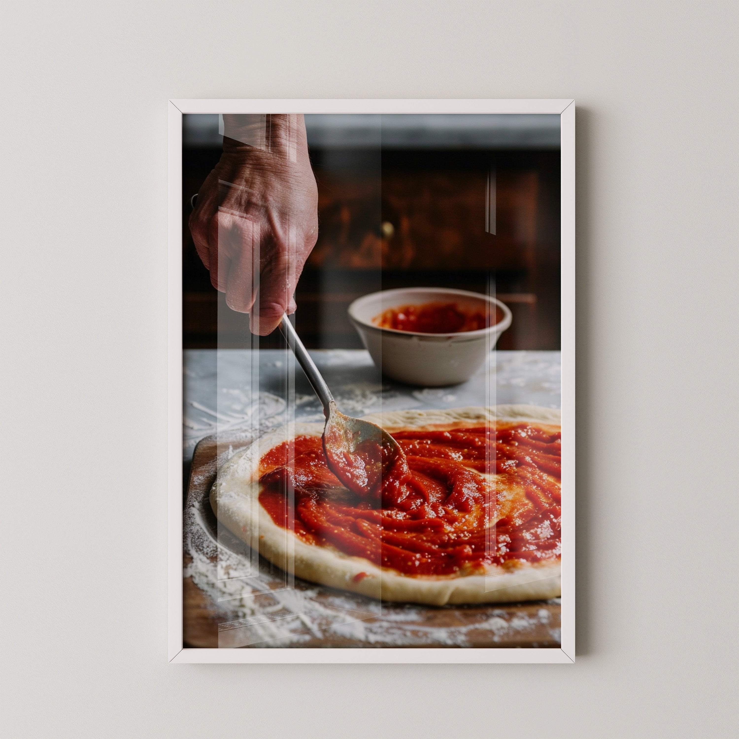 Pizza Zubereitung Nahaufnahme