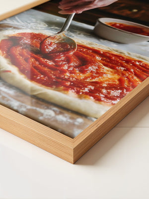 Pizza Zubereitung Nahaufnahme