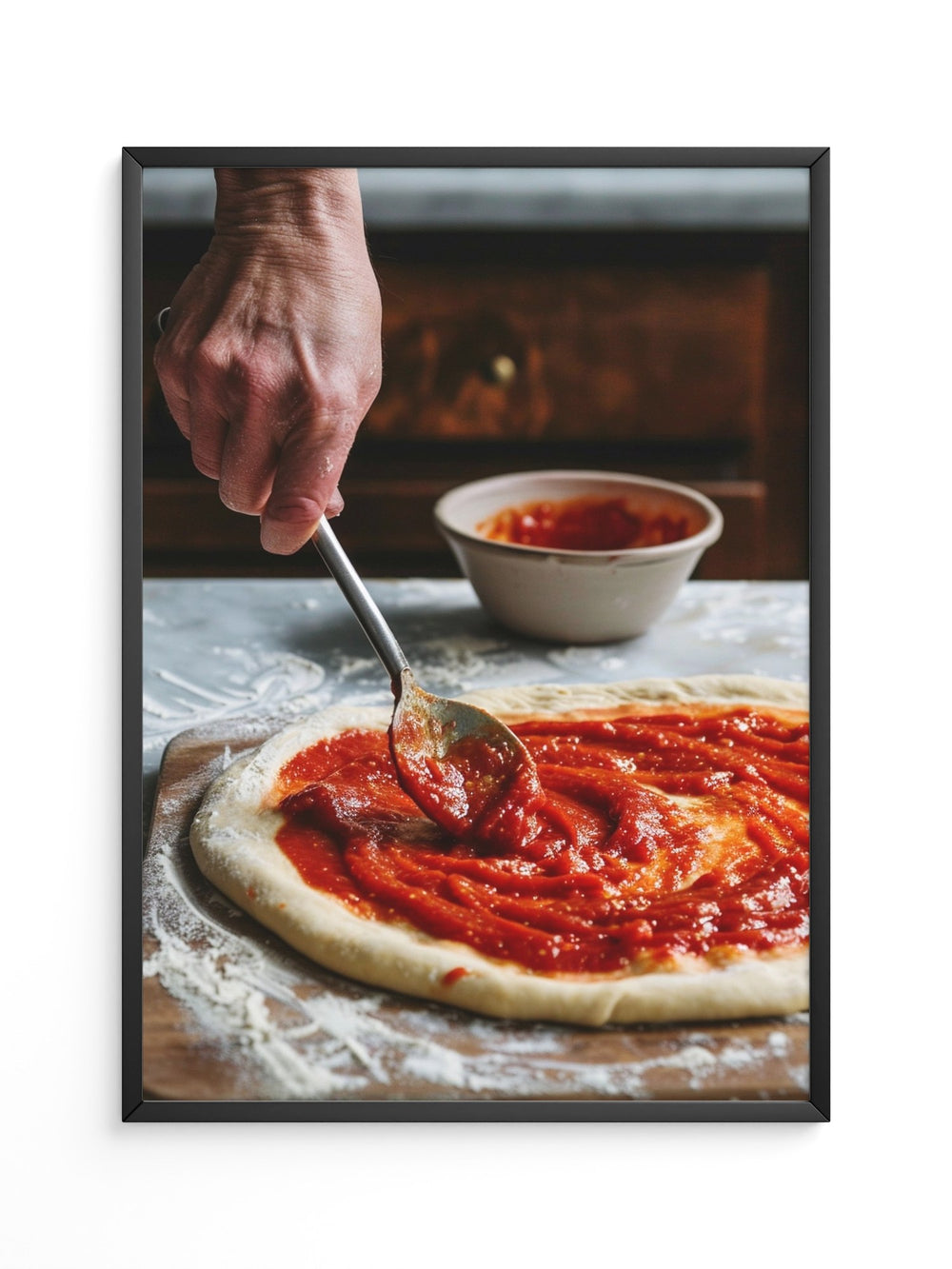 Pizza Zubereitung Nahaufnahme