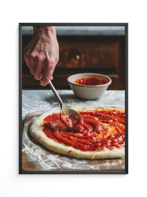 Pizza Zubereitung Nahaufnahme
