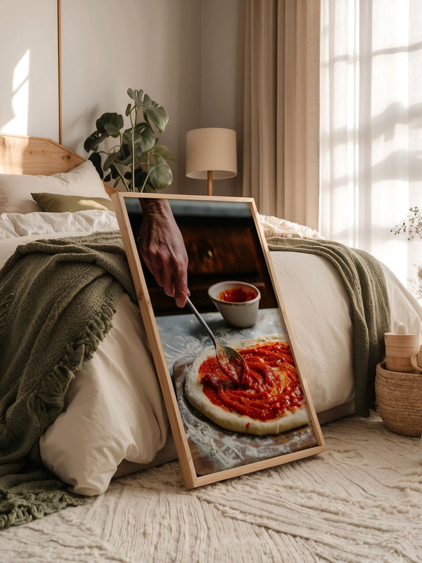 Pizza Zubereitung Nahaufnahme