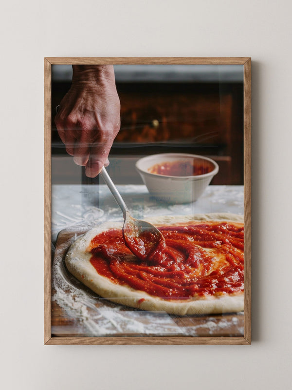 Pizza Zubereitung Nahaufnahme