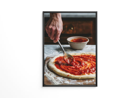 Pizza Zubereitung Nahaufnahme