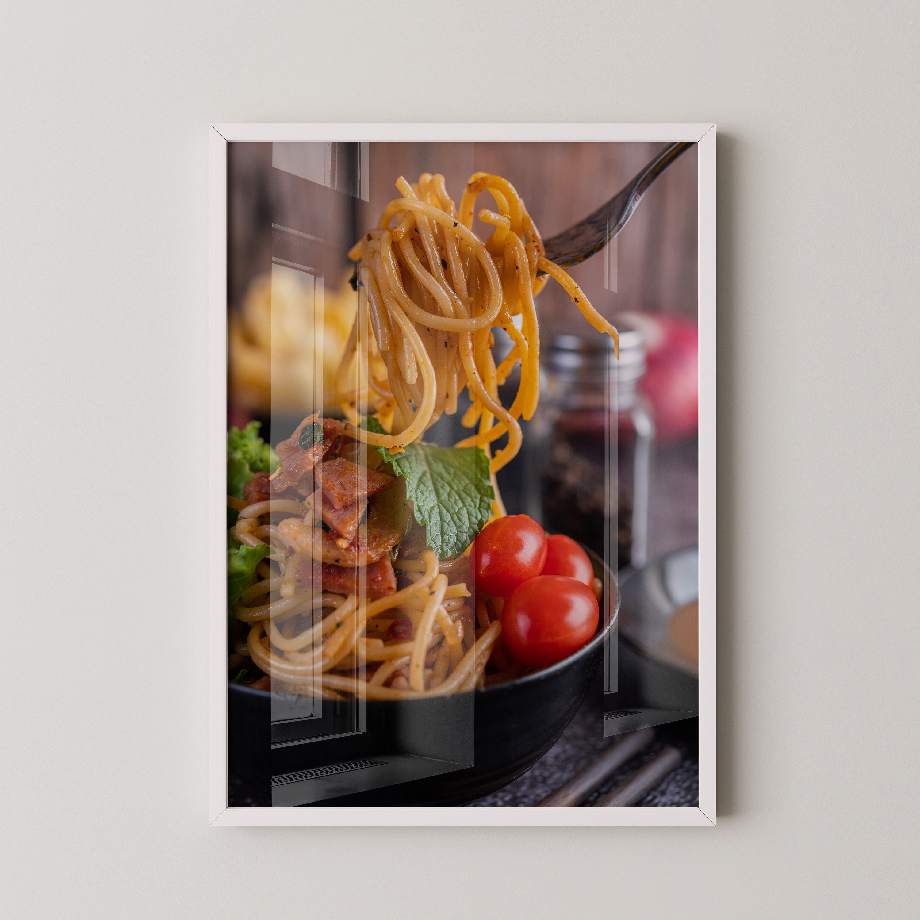 Spaghetti Gabel Nahaufnahme