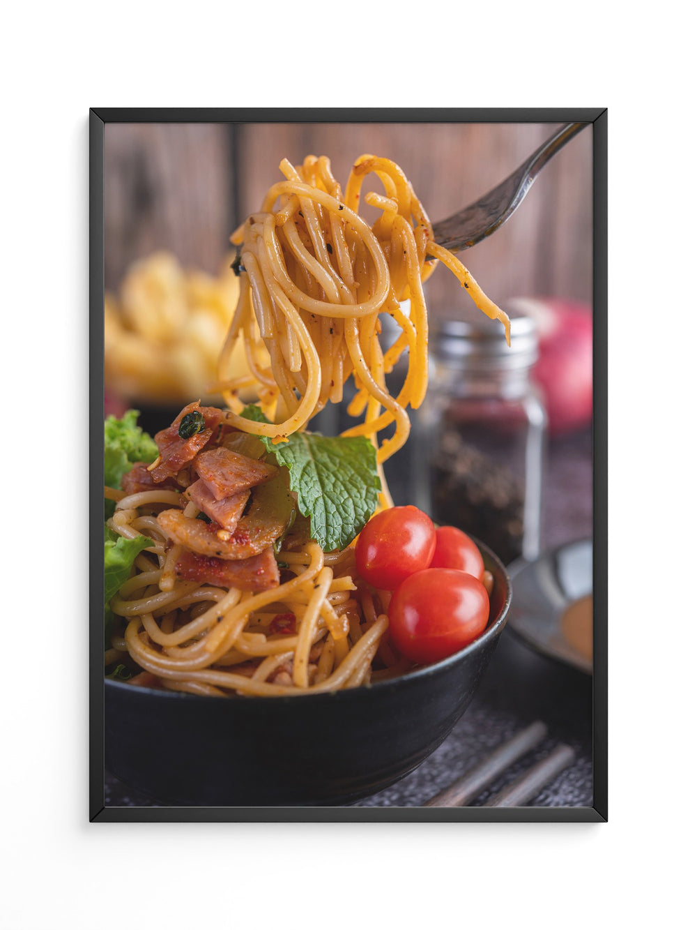 Spaghetti Gabel Nahaufnahme