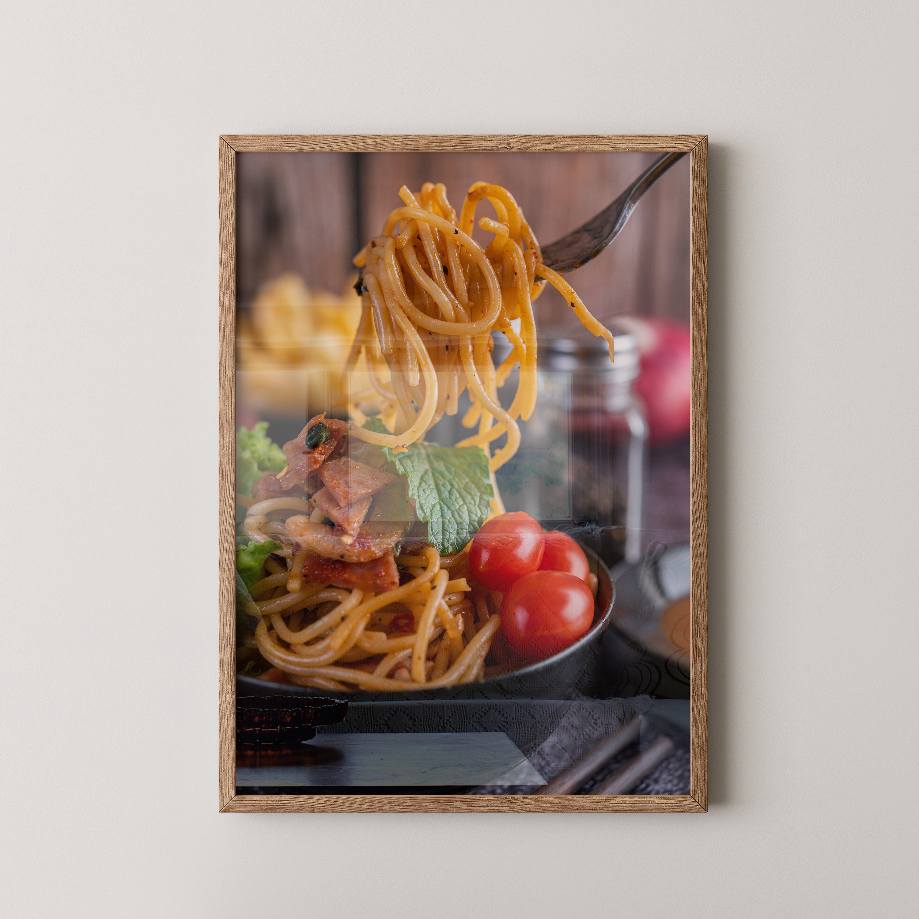 Spaghetti Gabel Nahaufnahme