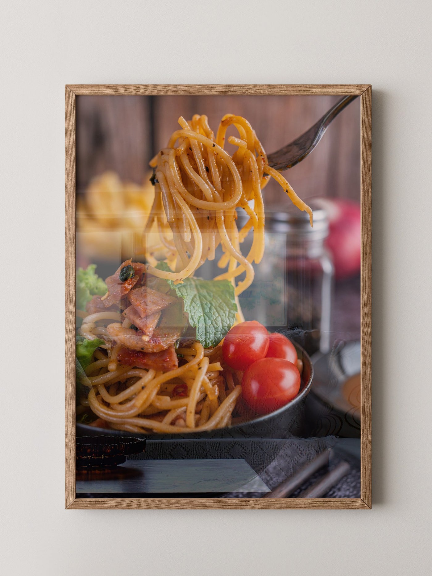 Spaghetti Gabel Nahaufnahme