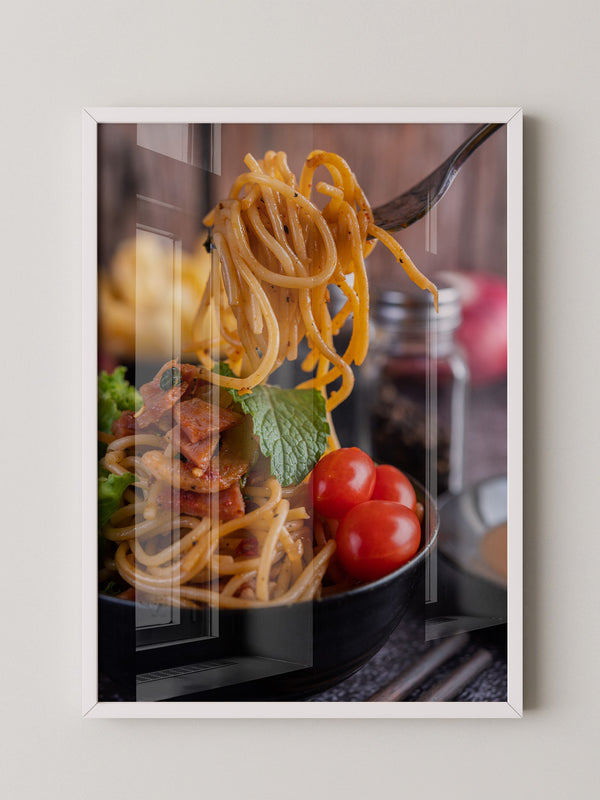 Spaghetti Gabel Nahaufnahme
