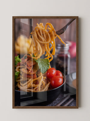 Spaghetti Gabel Nahaufnahme