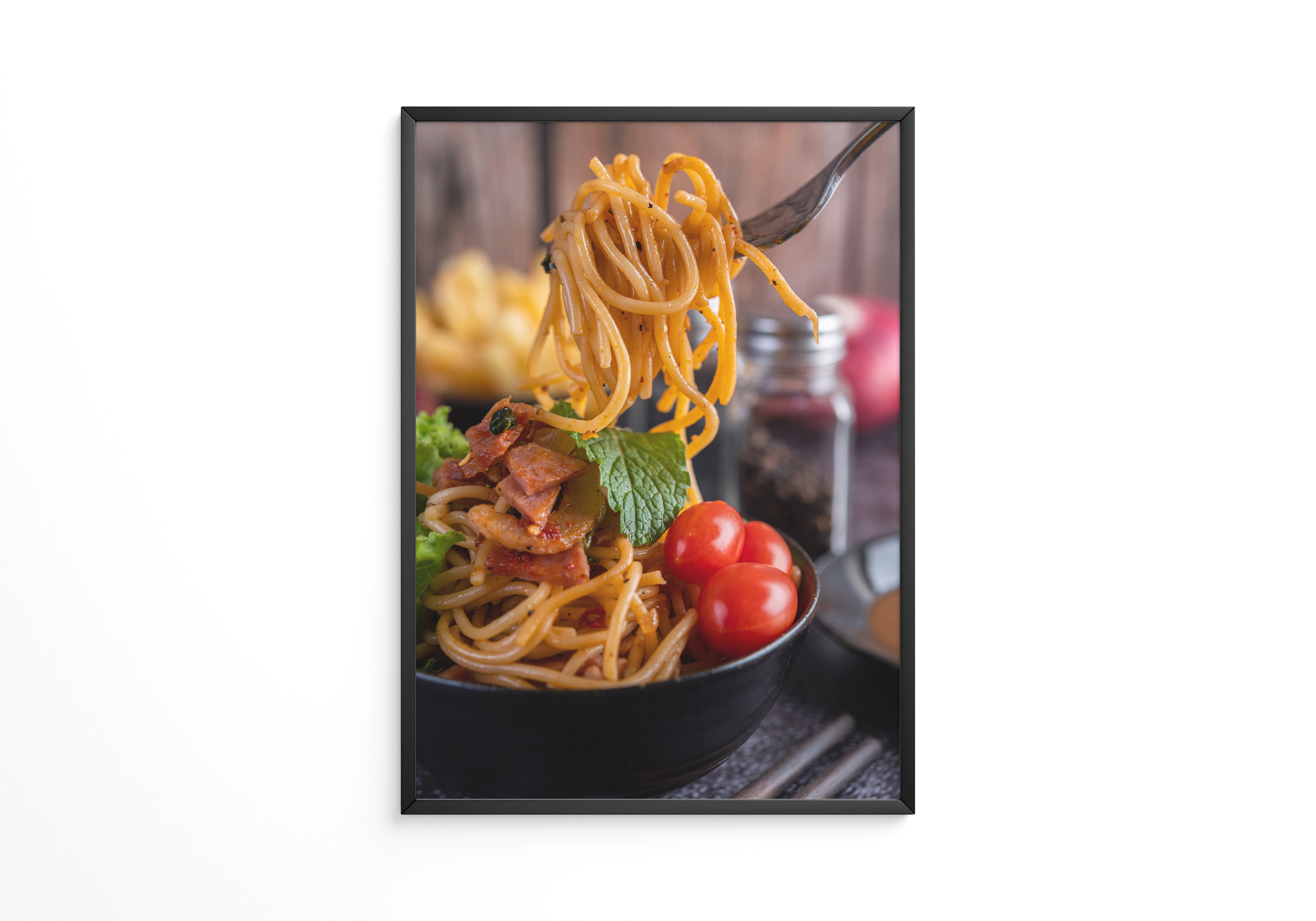 Spaghetti Gabel Nahaufnahme