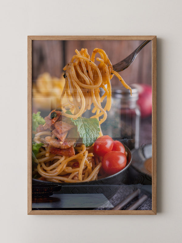 Spaghetti Gabel Nahaufnahme