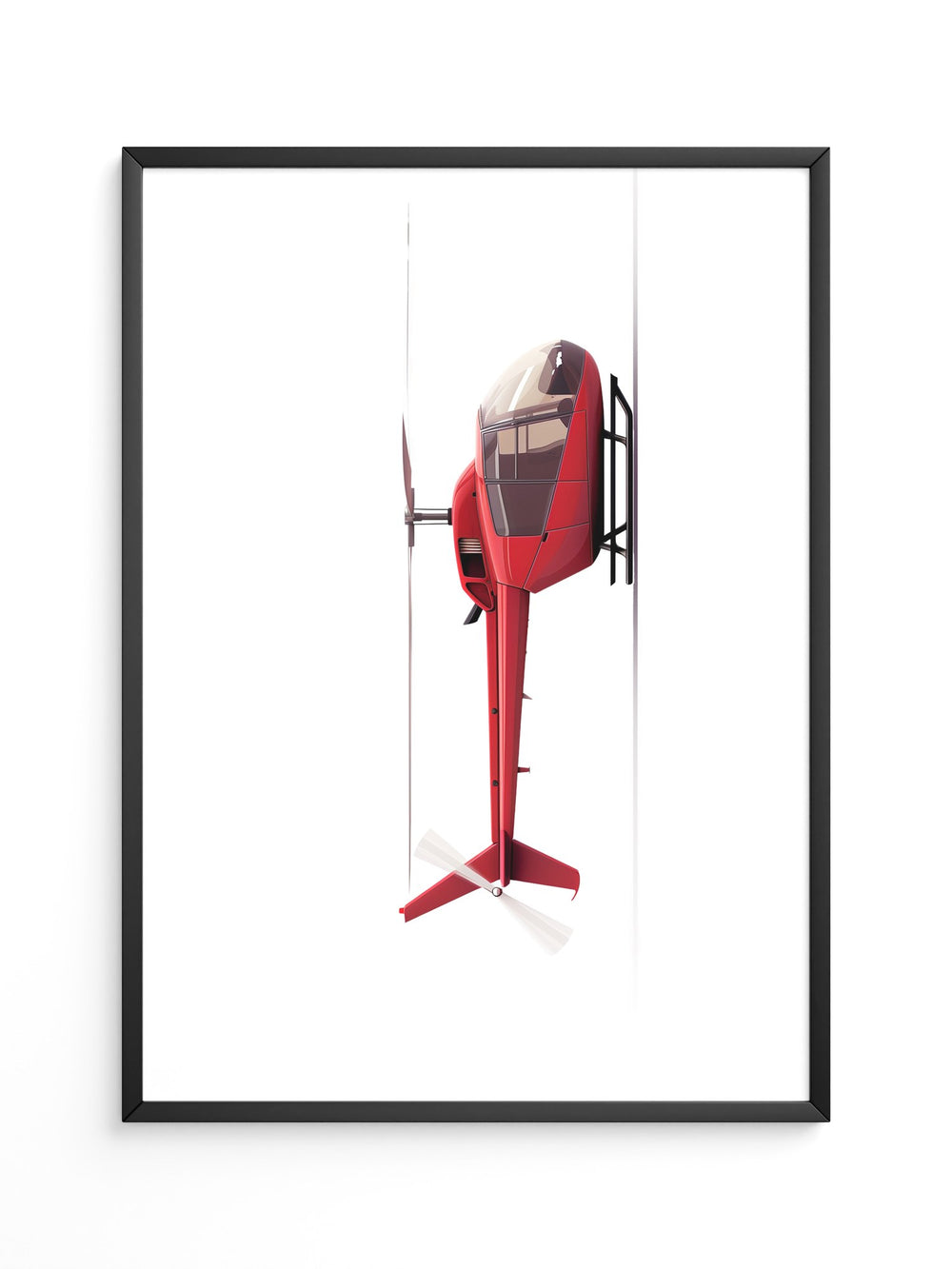 Roter Hubschrauber Seitenansicht