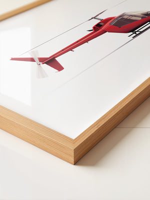 Roter Hubschrauber Seitenansicht