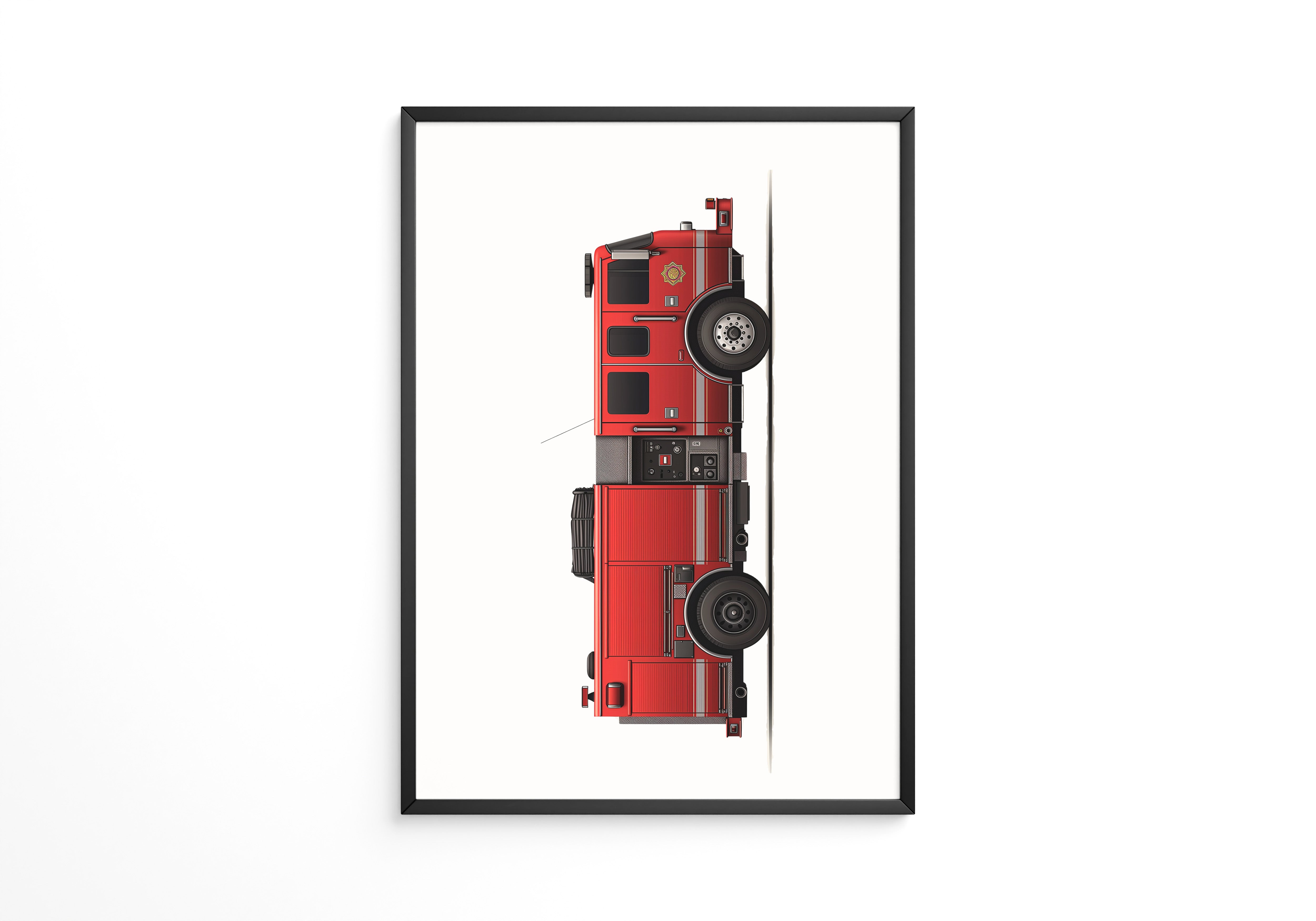 Feuerwehrauto Seitenansicht Vintage