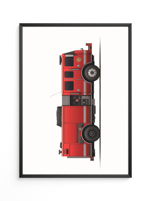 Feuerwehrauto Seitenansicht Vintage