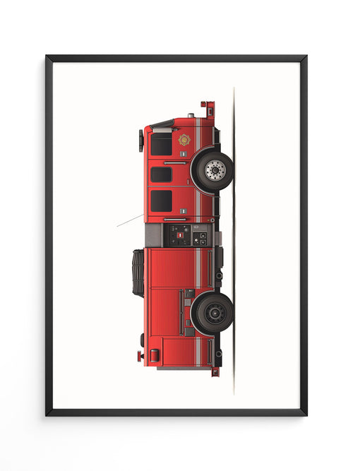 Feuerwehrauto Seitenansicht Vintage