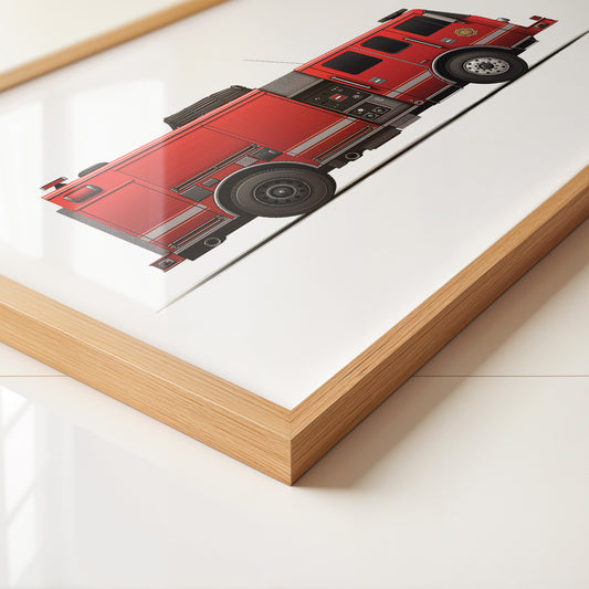 Feuerwehrauto Seitenansicht Vintage