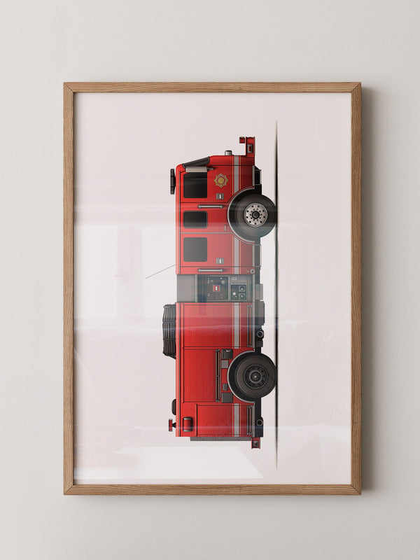Feuerwehrauto Seitenansicht Vintage