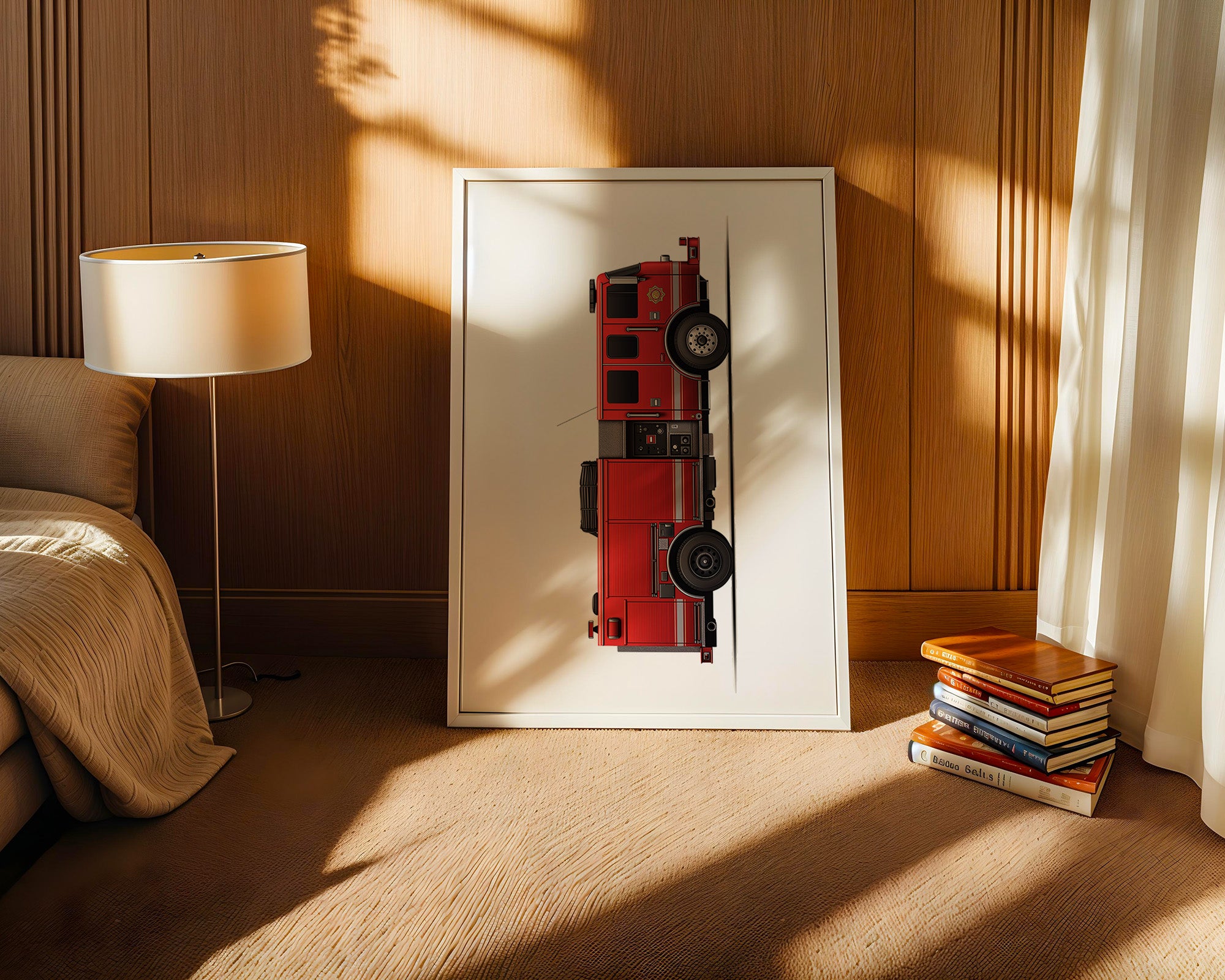 Feuerwehrauto Seitenansicht Vintage