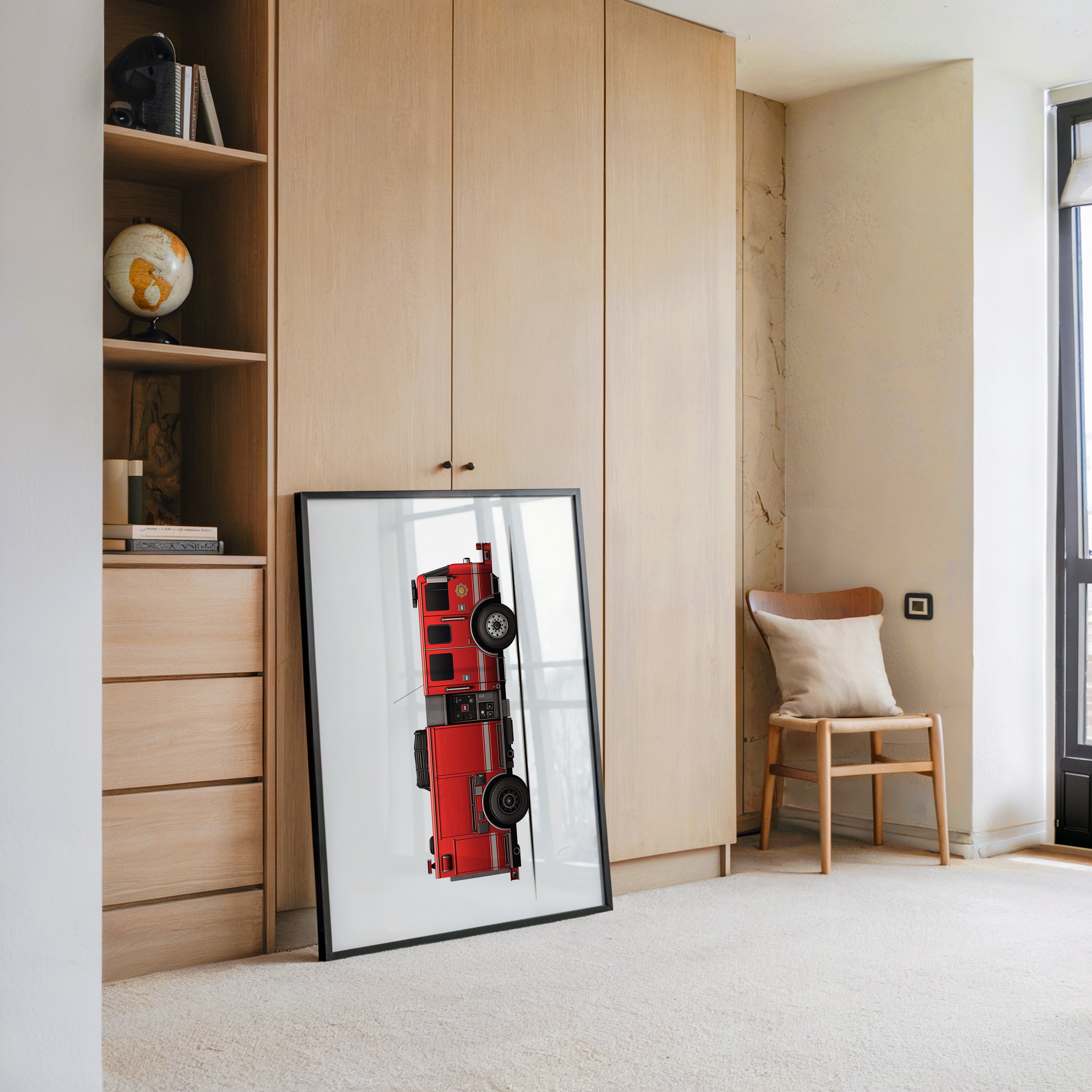 Feuerwehrauto Seitenansicht Vintage