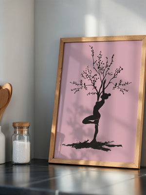Yoga Baum Silhouette Rosa