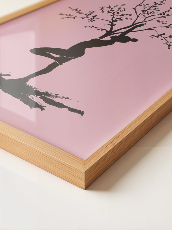 Yoga Baum Silhouette Rosa