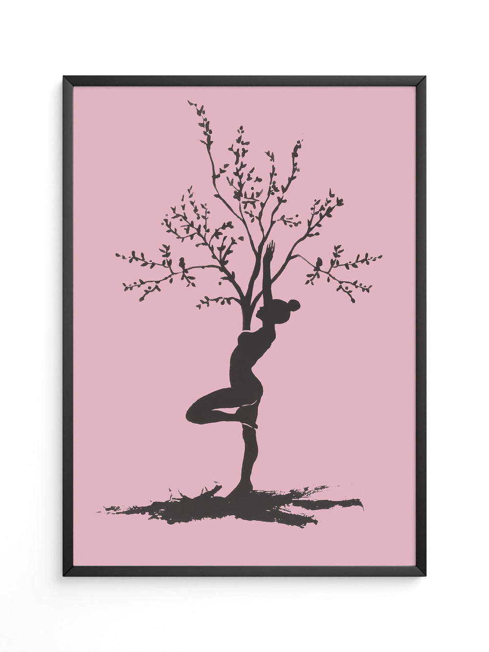 Yoga Baum Silhouette Rosa