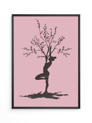 Yoga Baum Silhouette Rosa