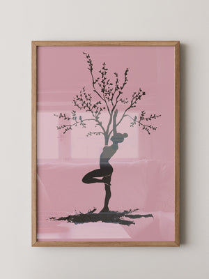 Yoga Baum Silhouette Rosa